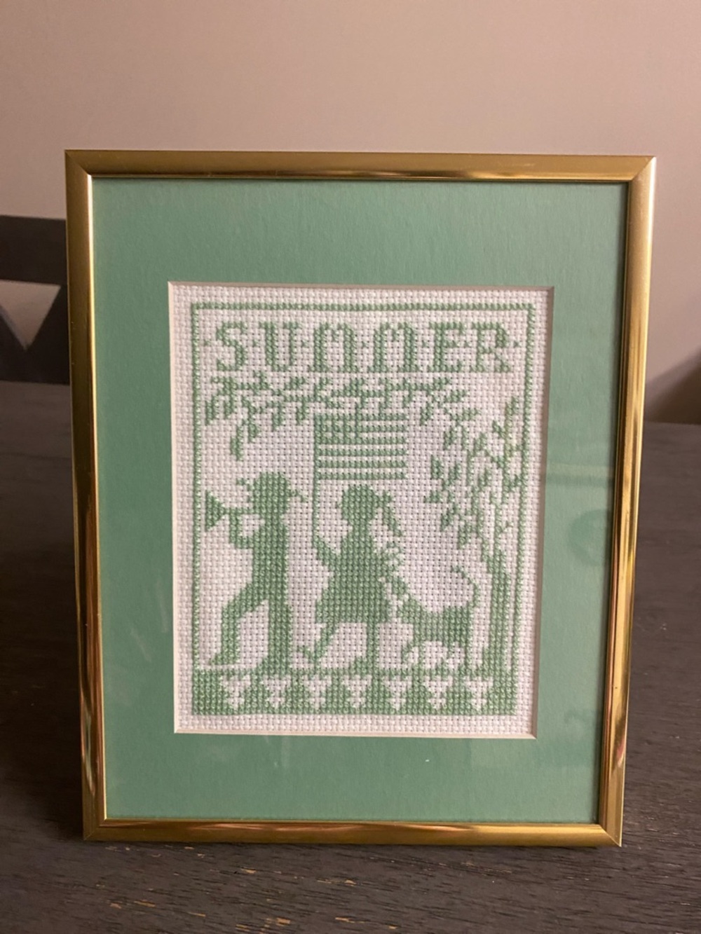 Vintage Cross Stitch Summer Framed